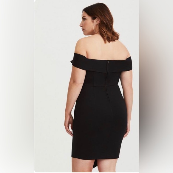 RHAPSODY Elle Clo Women’s Dress Little Black Dress Off Shoulder Ponte Mini Dress - Picture 2 of 5